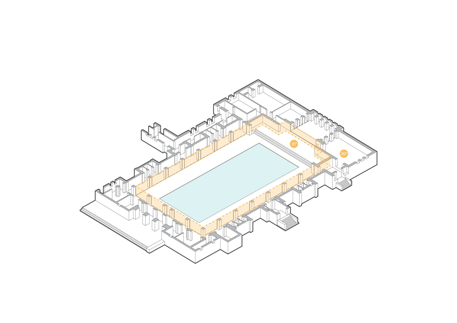 Compartimentación. Nueva piscina pública en Heerlen, por MVRDV y Zecc.