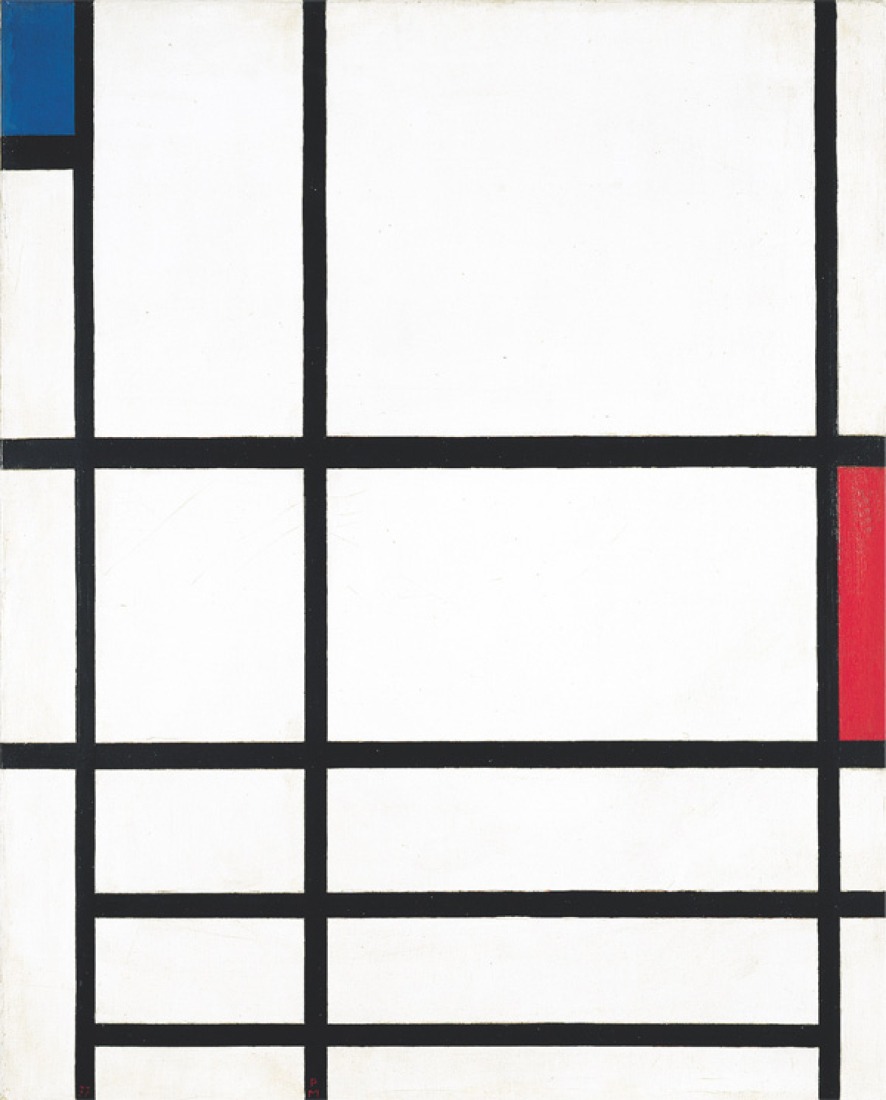 Piet Mondrian, "composición en rojo, azul y blanco II", 1937 © Mondrian / Holtzman trust, coll. Centre Pompidou, RMN.